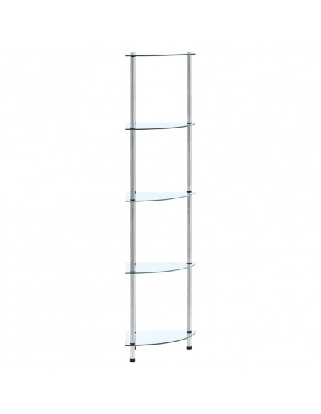 Scaffale a 5 Livelli Trasparente 30x30x130cm in Vetro Temperato