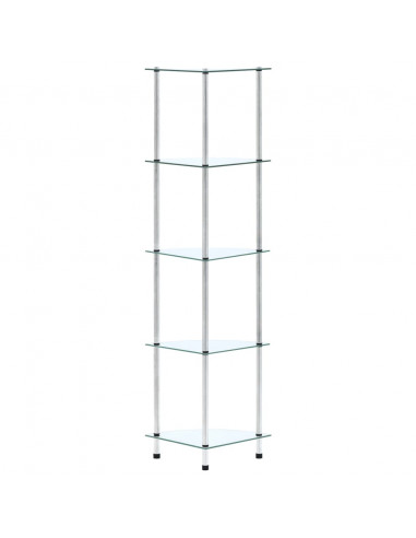 Scaffale a 5 Livelli Trasparente 30x30x130cm in Vetro Temperato