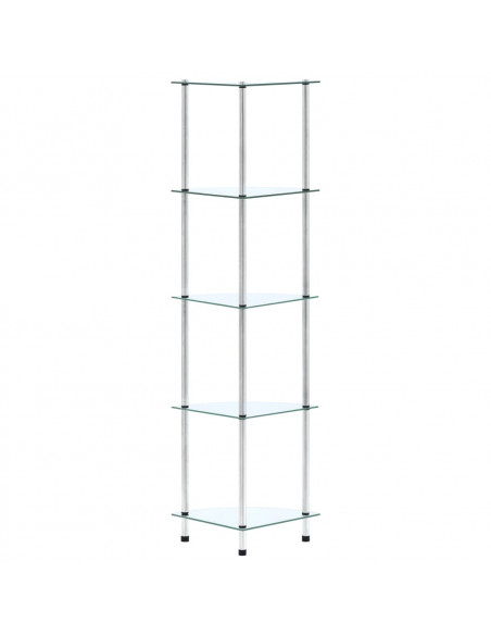 Scaffale a 5 Livelli Trasparente 30x30x130cm in Vetro Temperato