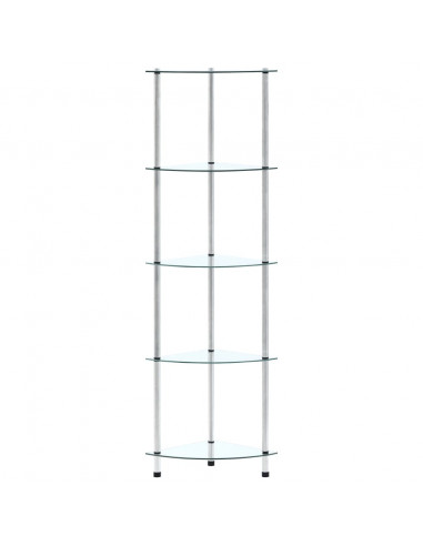 Scaffale a 5 Livelli Trasparente 30x30x130cm in Vetro Temperato