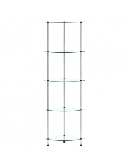 Scaffale a 5 Livelli Trasparente 30x30x130cm in Vetro Temperato