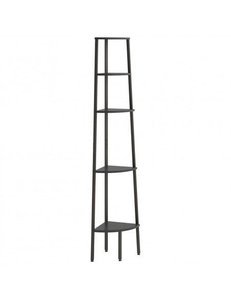Scaffale Angolare a 5 Livelli Nero 45,5x31,5x180 cm