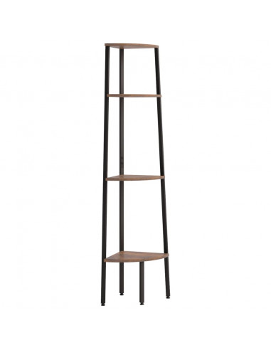 Scaffale Angolare 4 Livelli Marrone Scuro Nero 45,5x31,5x150cm