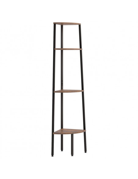 Scaffale Angolare 4 Livelli Marrone Scuro Nero 45,5x31,5x150cm