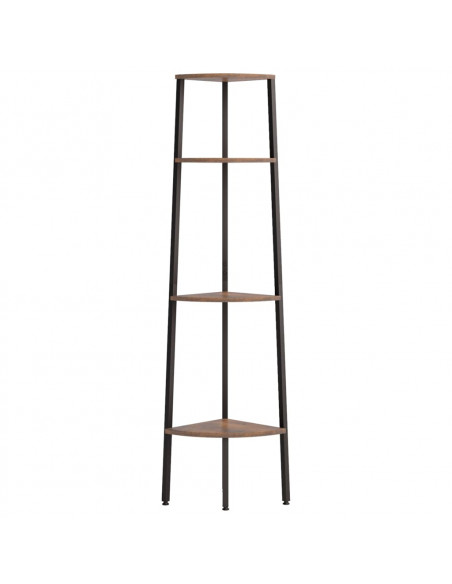 Scaffale Angolare 4 Livelli Marrone Scuro Nero 45,5x31,5x150cm