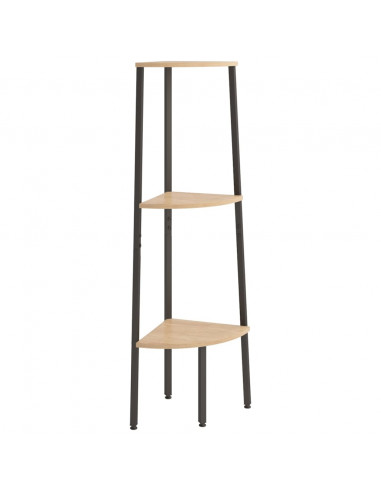 Scaffale Angolare 3 Livelli Marrone Chiaro Nero 45,5x31,5x120cm