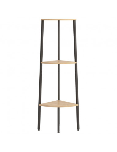 Scaffale Angolare 3 Livelli Marrone Chiaro Nero 45,5x31,5x120cm