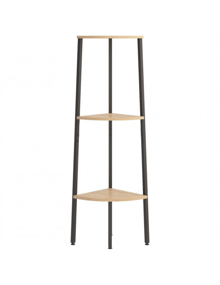 Scaffale Angolare 3 Livelli Marrone Chiaro Nero 45,5x31,5x120cm