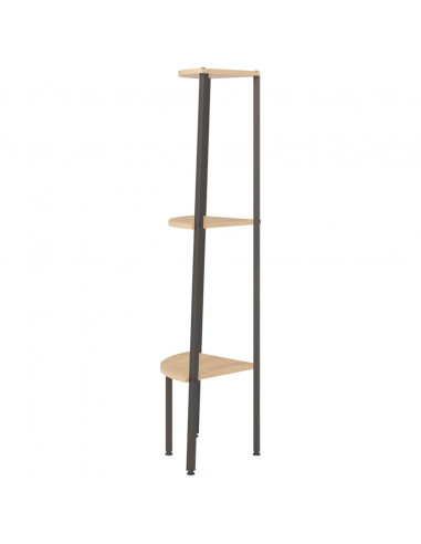 Scaffale Angolare 3 Livelli Marrone Chiaro Nero 45,5x31,5x120cm