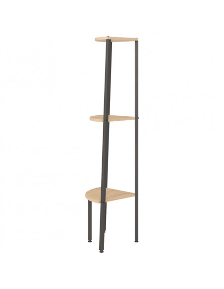 Scaffale Angolare 3 Livelli Marrone Chiaro Nero 45,5x31,5x120cm