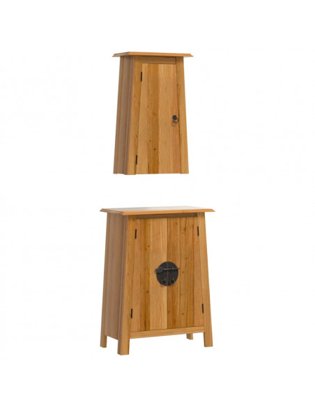 Set Mobili da Bagno 2 pz in Legno Massello di Pino
