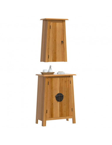 Set Mobili da Bagno 2 pz in Legno Massello di Pino
