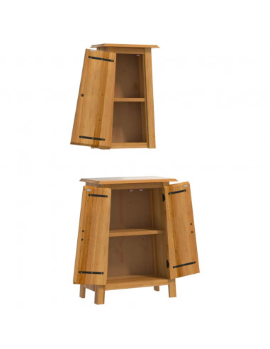 Set Mobili da Bagno 2 pz in Legno Massello di Pino