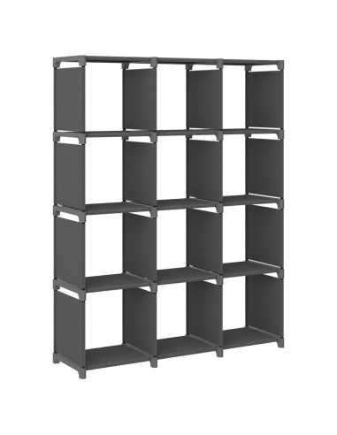 Mensola con 12 Vani a Cubo Grigia 103x30x141 cm in Tessuto