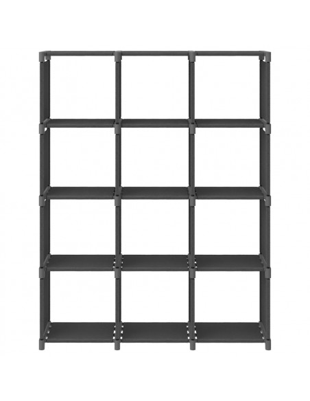 Mensola con 12 Vani a Cubo Grigia 103x30x141 cm in Tessuto