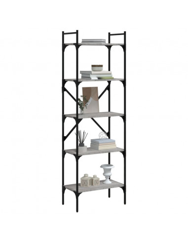 Libreria Grigio Sonoma 5 Ripiani 56x31,5x174 cm Multistrato