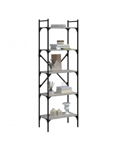 Libreria Grigio Sonoma 5 Ripiani 56x31,5x174 cm Multistrato