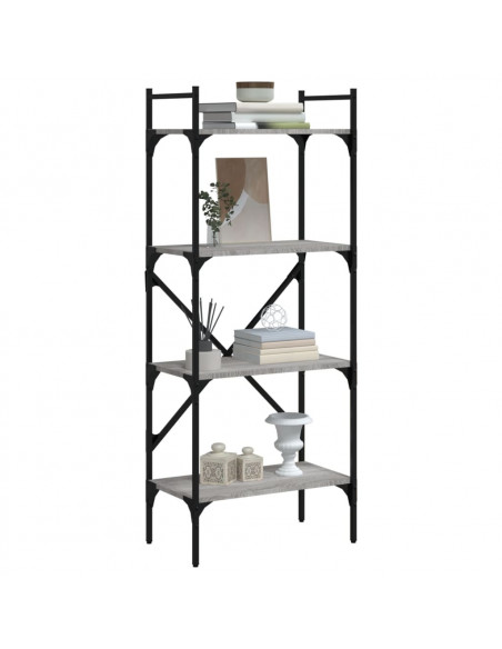 Libreria Grigio Sonoma 4 Ripiani 56x31,5x138,5 cm Multistrato