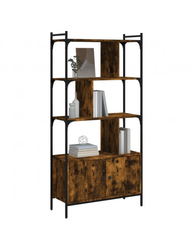 Libreria con Ante Rovere Fumo 76,5x30x154,5cm Legno Multistrato