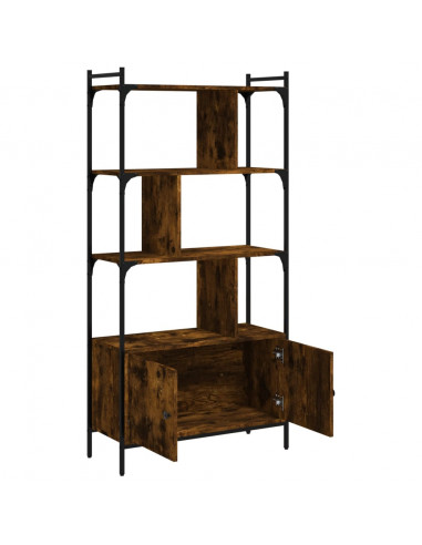 Libreria con Ante Rovere Fumo 76,5x30x154,5cm Legno Multistrato