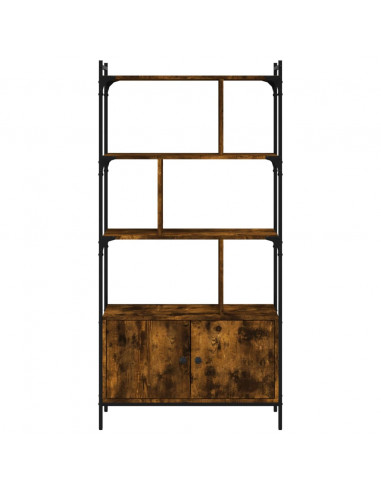 Libreria con Ante Rovere Fumo 76,5x30x154,5cm Legno Multistrato
