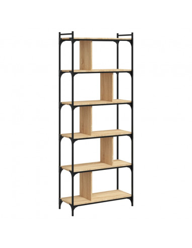 Libreria Rovere Sonoma 6 Ripiani 76x32x192 cm Legno Multistrato