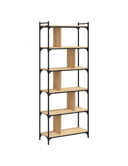 Libreria Rovere Sonoma 6 Ripiani 76x32x192 cm Legno Multistrato