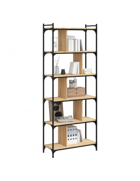 Libreria Rovere Sonoma 6 Ripiani 76x32x192 cm Legno Multistrato