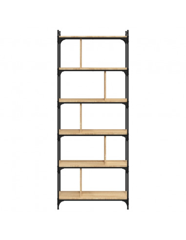 Libreria Rovere Sonoma 6 Ripiani 76x32x192 cm Legno Multistrato