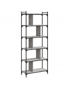 Libreria Grigio Sonoma 6 Ripiani 76x32x192 cm Legno Multistrato 2