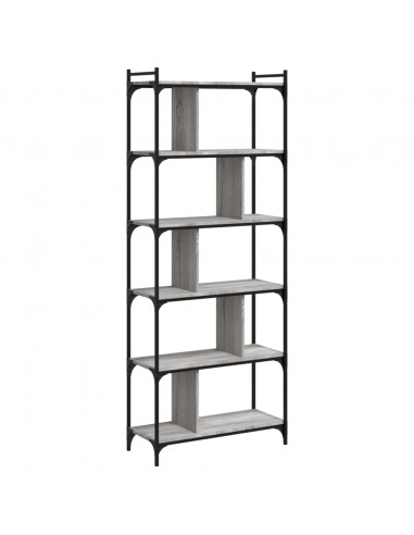 Libreria Grigio Sonoma 6 Ripiani 76x32x192 cm Legno Multistrato