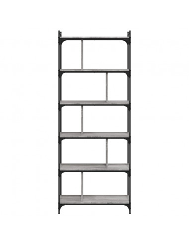 Libreria Grigio Sonoma 6 Ripiani 76x32x192 cm Legno Multistrato