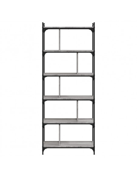 Libreria Grigio Sonoma 6 Ripiani 76x32x192 cm Legno Multistrato