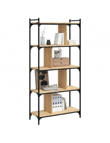 Libreria Rovere Sonoma 5 Ripiani 76x32x158 cm Legno Multistrato