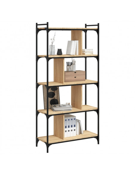 Libreria Rovere Sonoma 5 Ripiani 76x32x158 cm Legno Multistrato