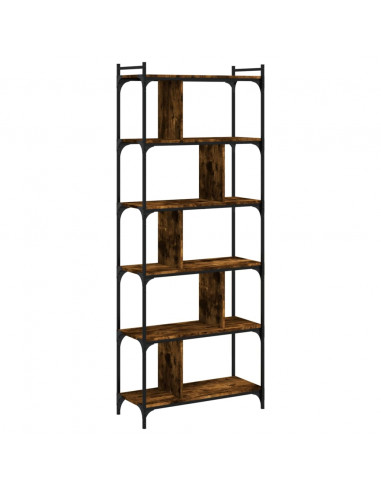 Libreria Rovere Fumo 6 Ripiani 76x32x192 cm Legno Multistrato