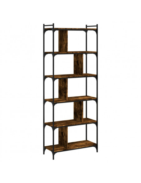 Libreria Rovere Fumo 6 Ripiani 76x32x192 cm Legno Multistrato