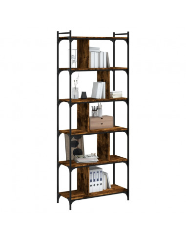 Libreria Rovere Fumo 6 Ripiani 76x32x192 cm Legno Multistrato