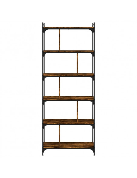 Libreria Rovere Fumo 6 Ripiani 76x32x192 cm Legno Multistrato