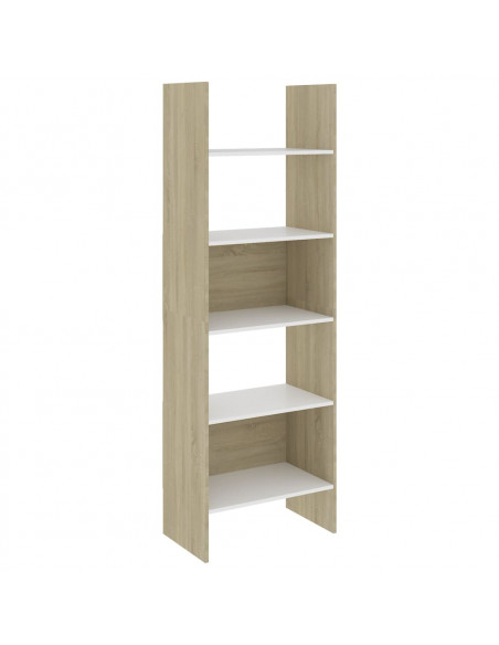 Libreria Bianca e Rovere Sonoma 60x35x180 cm Legno Multistrato