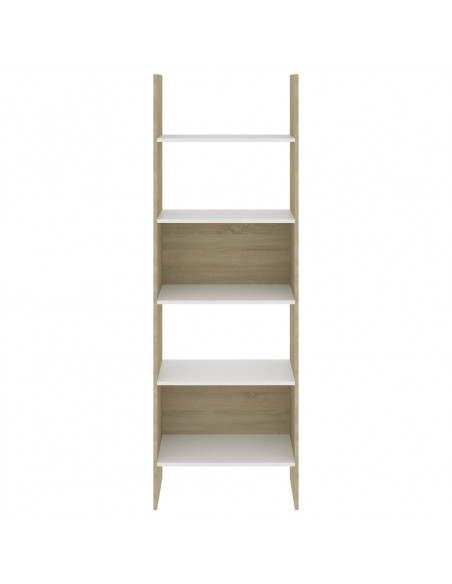 Libreria Bianca e Rovere Sonoma 60x35x180 cm Legno Multistrato