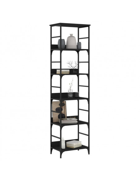Libreria Nera 50x33x188,5 cm in Legno Multistrato