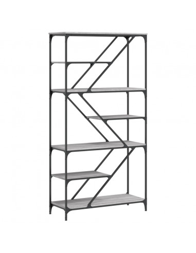Libreria Grigio Sonoma 91x36x176 cm Legno Multistrato e Acciaio
