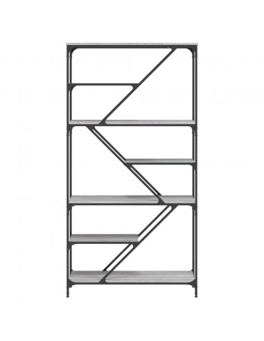 Libreria Grigio Sonoma 91x36x176 cm Legno Multistrato e Acciaio
