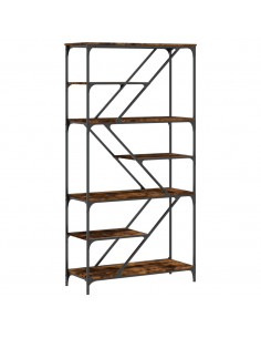 Libreria Rovere Fumo 91x36x176 cm Legno Multistrato e Acciaio 2