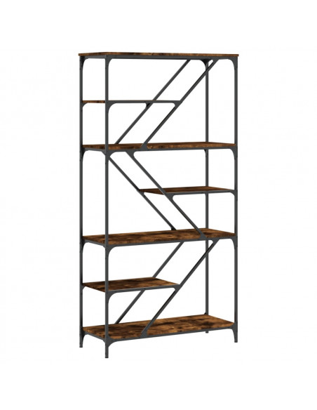 Libreria Rovere Fumo 91x36x176 cm Legno Multistrato e Acciaio