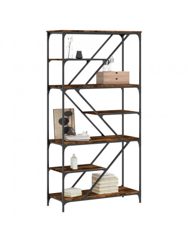Libreria Rovere Fumo 91x36x176 cm Legno Multistrato e Acciaio