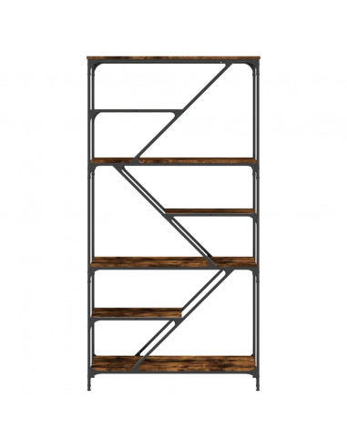 Libreria Rovere Fumo 91x36x176 cm Legno Multistrato e Acciaio