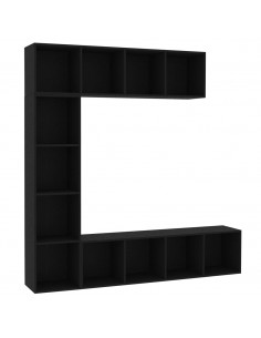 Set Mobili Libreria/Porta TV 3 pz Nero 180x30x180 cm 2