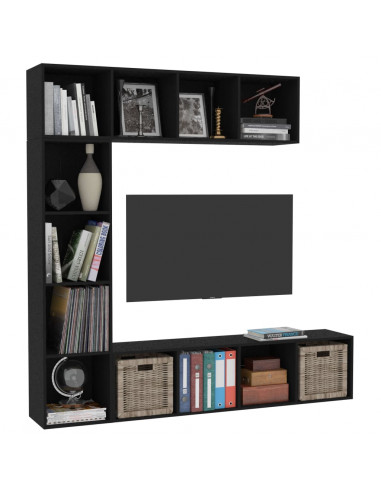Set Mobili Libreria/Porta TV 3 pz Nero 180x30x180 cm